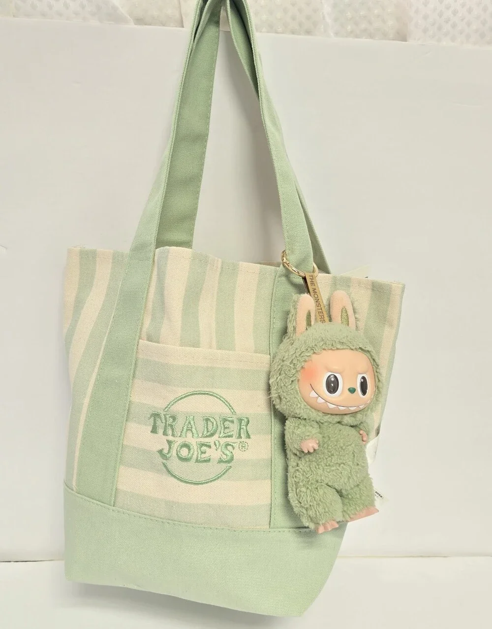 Trader Joe's Mini Tote Authentic POP Mart Green Grape Labubu 7